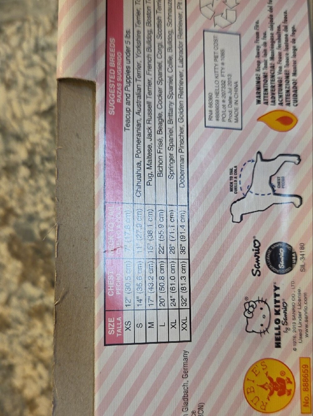 Hello Kitty Pink and White Dog Dress Costume with Bow Headpiece - Picture 12 of 12